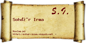Sohár Irma névjegykártya