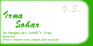 irma sohar business card